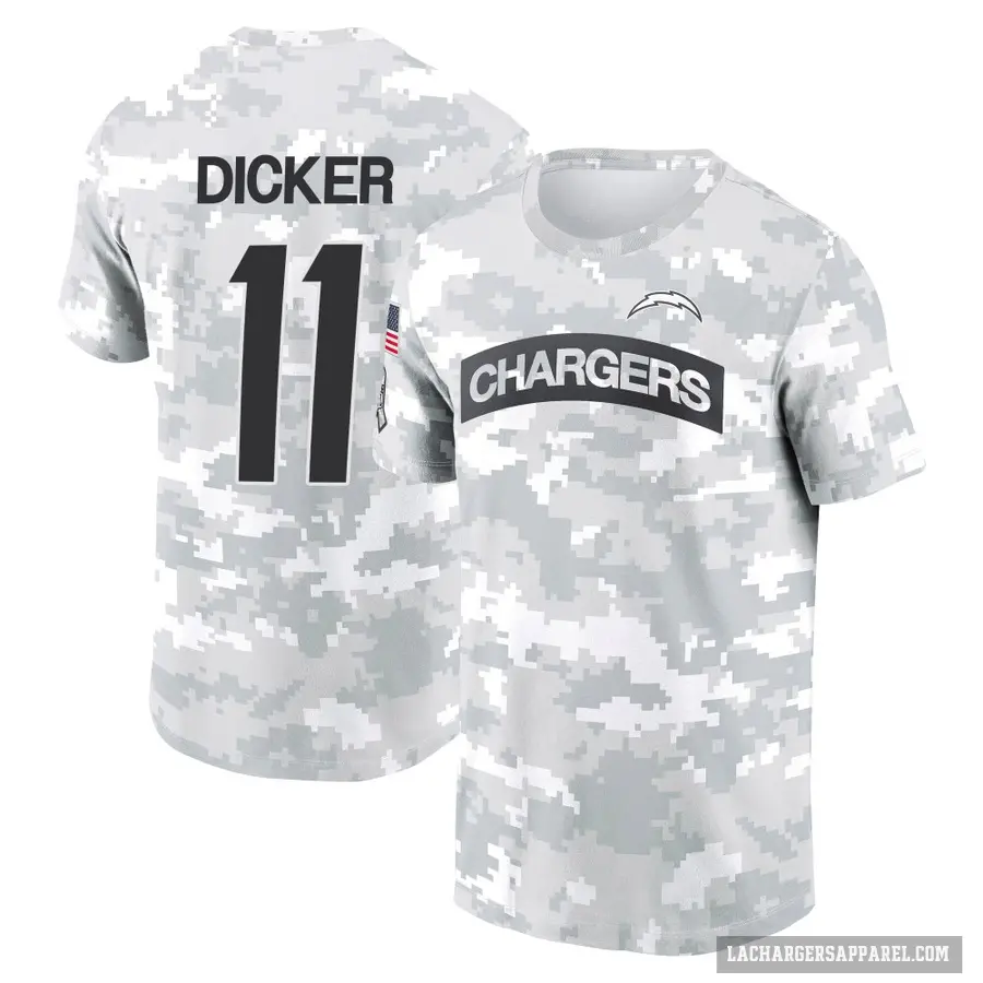 Men's ＃11 Cameron Dicker Los Angeles Chargers Camo Arctic 2024 Salute to Service Performance T-Shirt