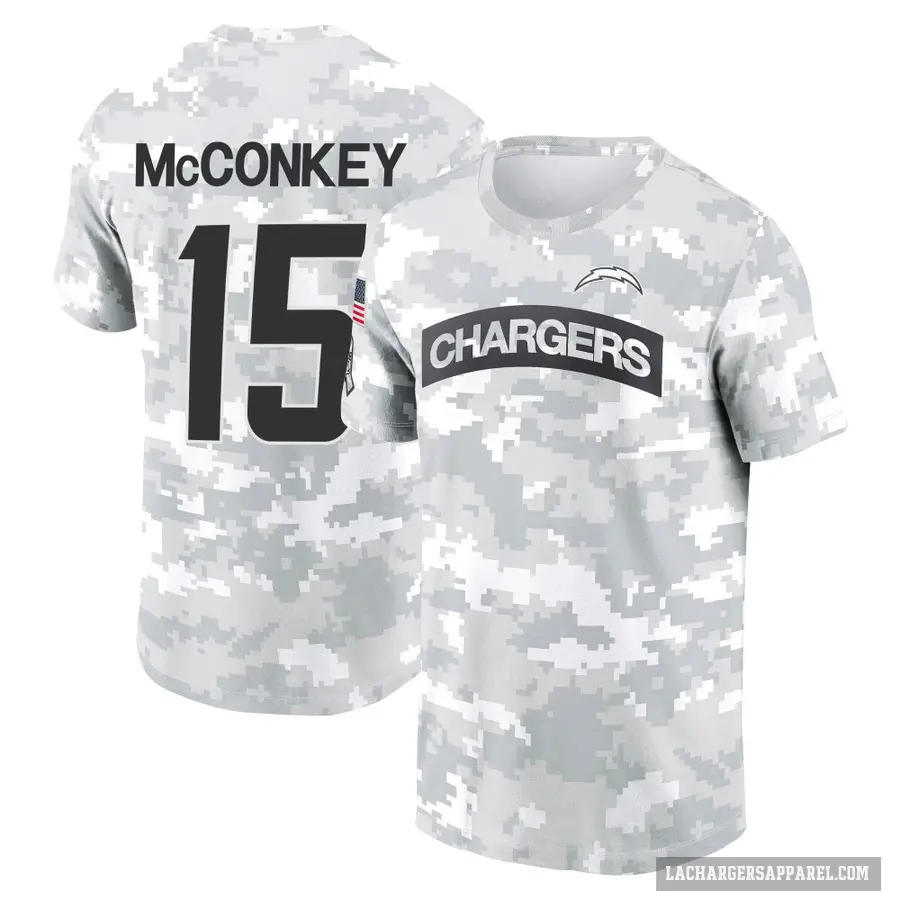 Men's ＃15 Ladd McConkey Los Angeles Chargers Camo Arctic 2024 Salute to Service Performance T-Shirt