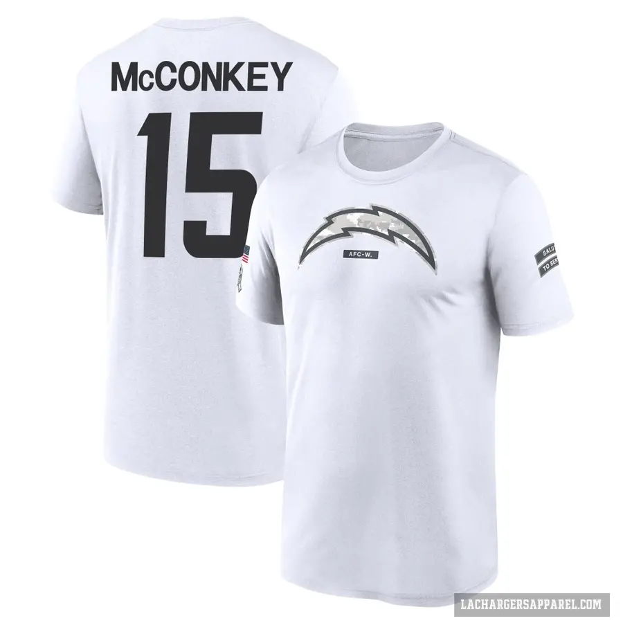 Men's ＃15 Ladd McConkey Los Angeles Chargers White 2024 Salute to Service Performance T-Shirt