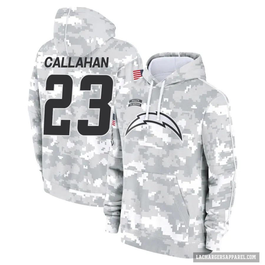 Men's ＃23 Bryce Callahan Los Angeles Chargers Arctic Camo 2024 Salute to Service Club Fleece Pullover Hoodie