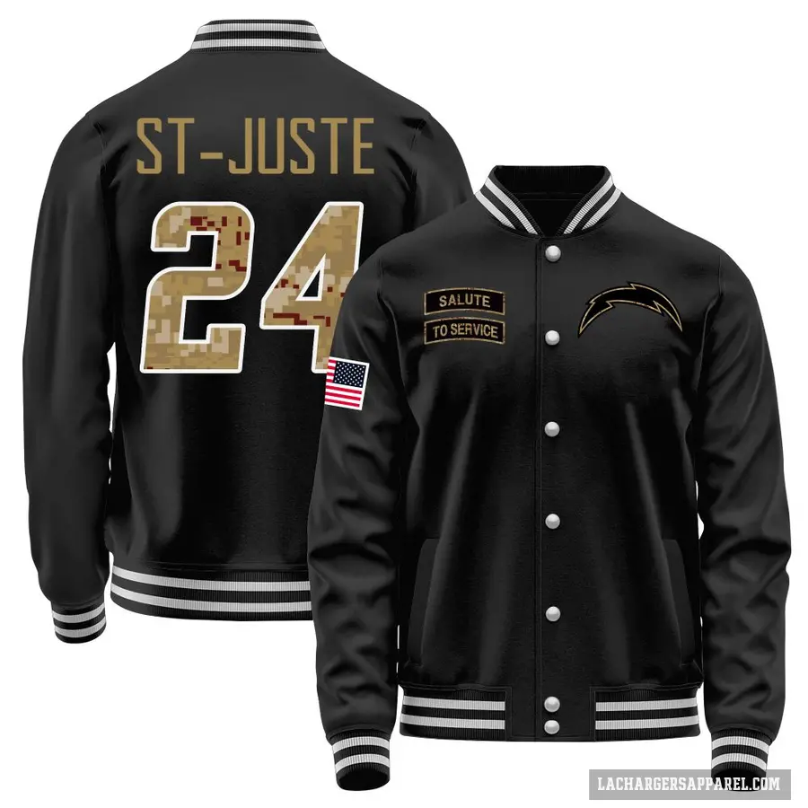 Men's ＃24 Benjamin St-Juste Los Angeles Chargers Black Salute to Service Sideline Performance Jacket