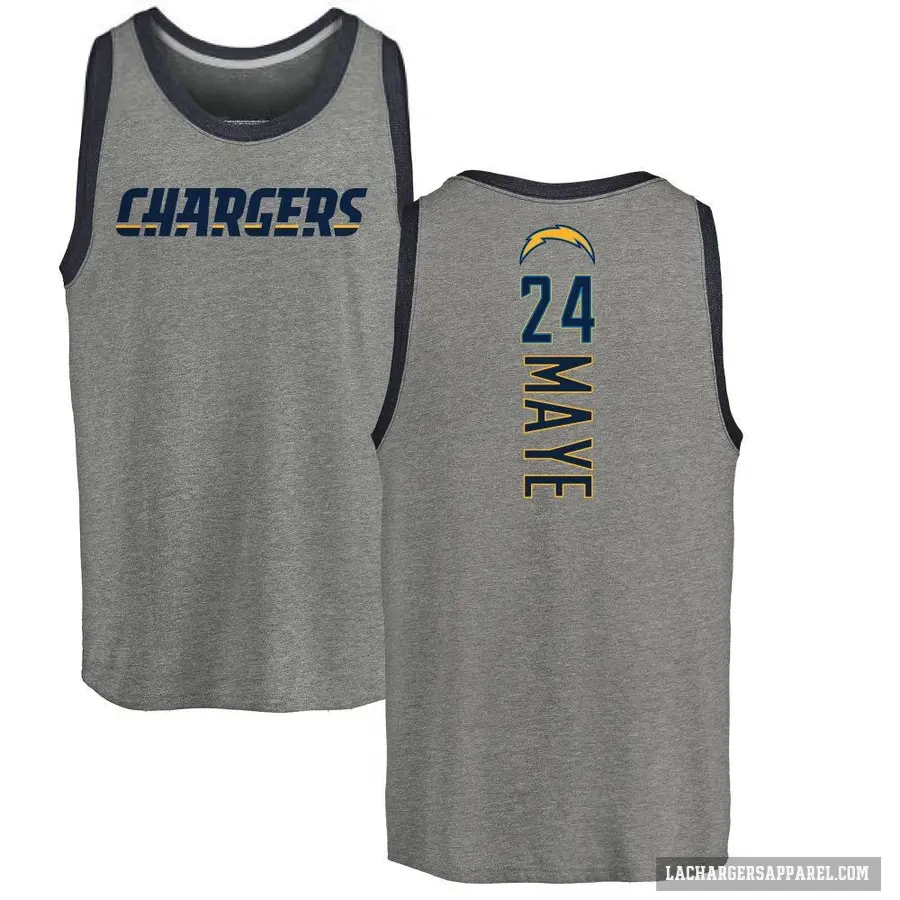 Men's ＃24 Marcus Maye Los Angeles Chargers Ash Backer Tank Top