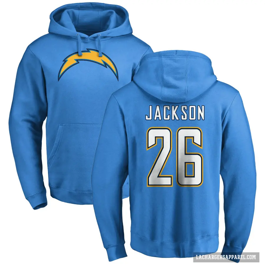 Men's ＃26 Donte Jackson Los Angeles Chargers Blue Pro Line by Branded Name & Number Pullover Hoodie
