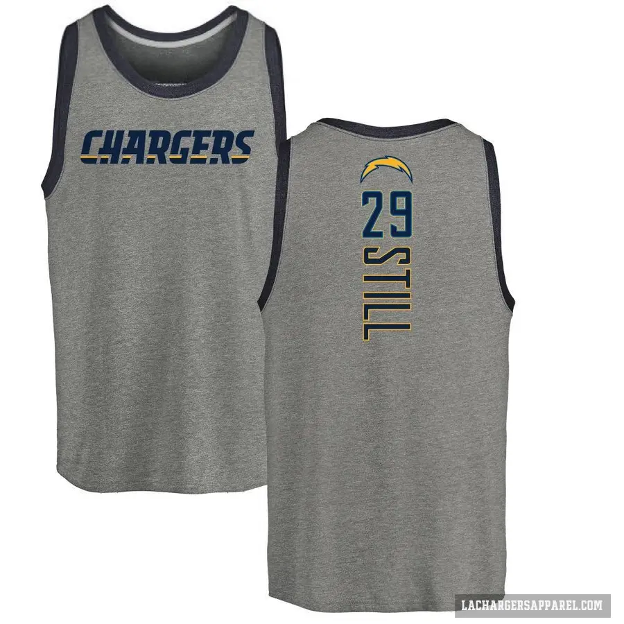 Men's ＃29 Tarheeb Still Los Angeles Chargers Ash Backer Tank Top