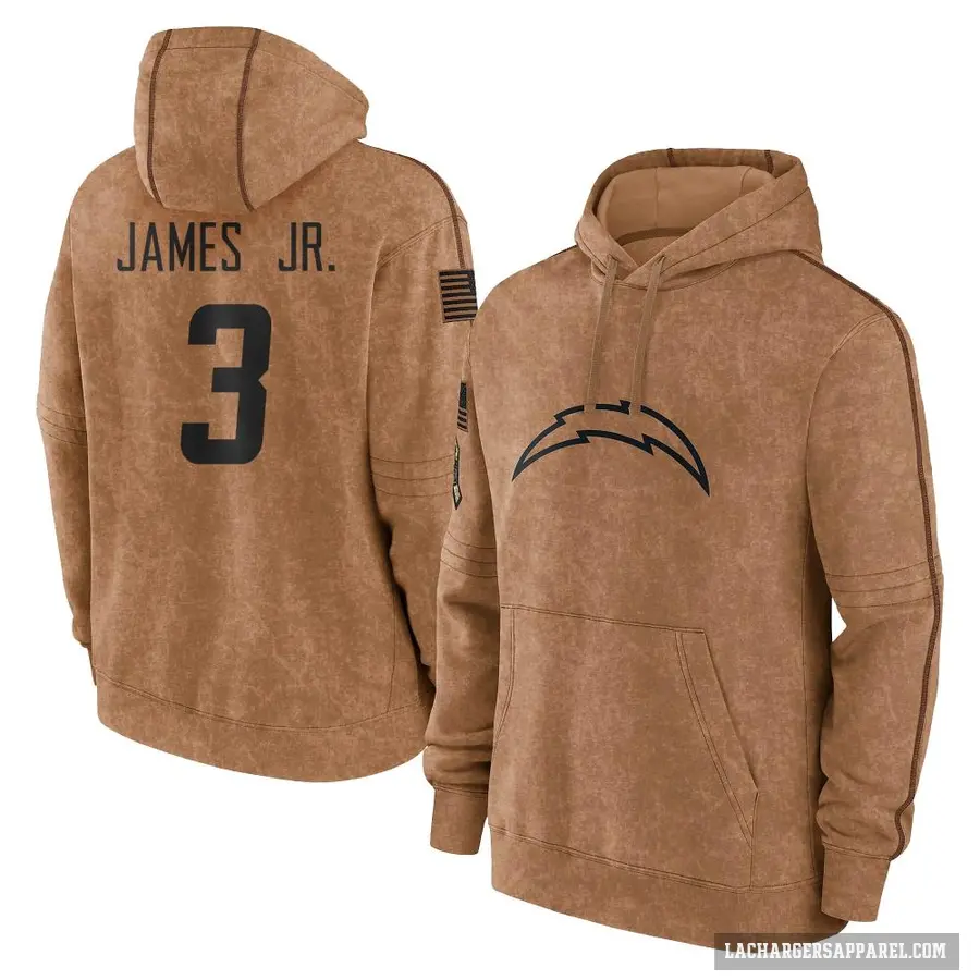 Men's ＃3 Derwin James Jr. Los Angeles Chargers Brown 2023 Salute To Service Club Pullover Hoodie