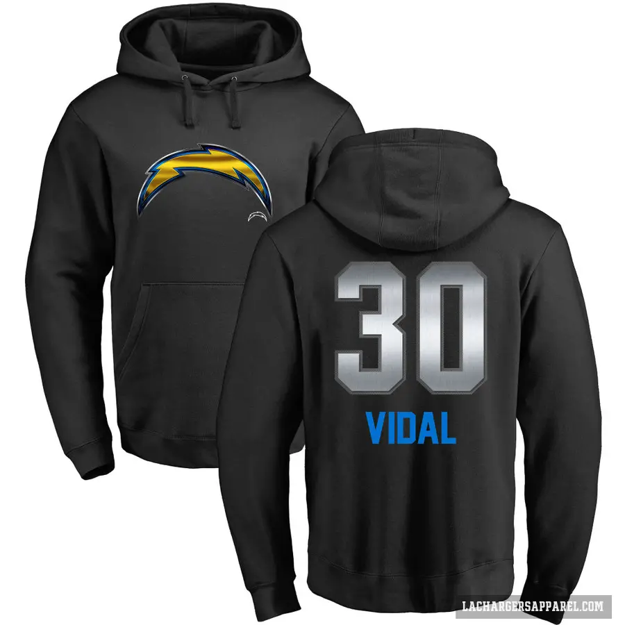 Men's ＃30 Kimani Vidal Los Angeles Chargers Black Midnight Mascot Pullover Hoodie