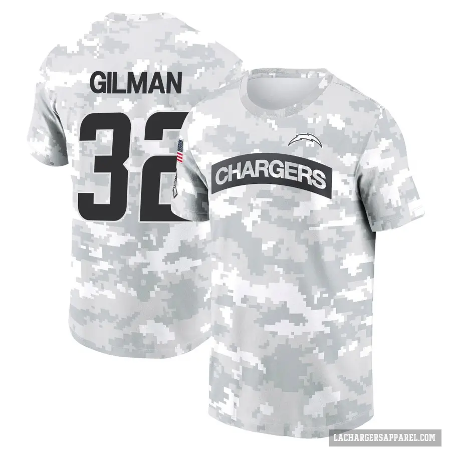 Men's ＃32 Alohi Gilman Los Angeles Chargers Camo Arctic 2024 Salute to Service Performance T-Shirt