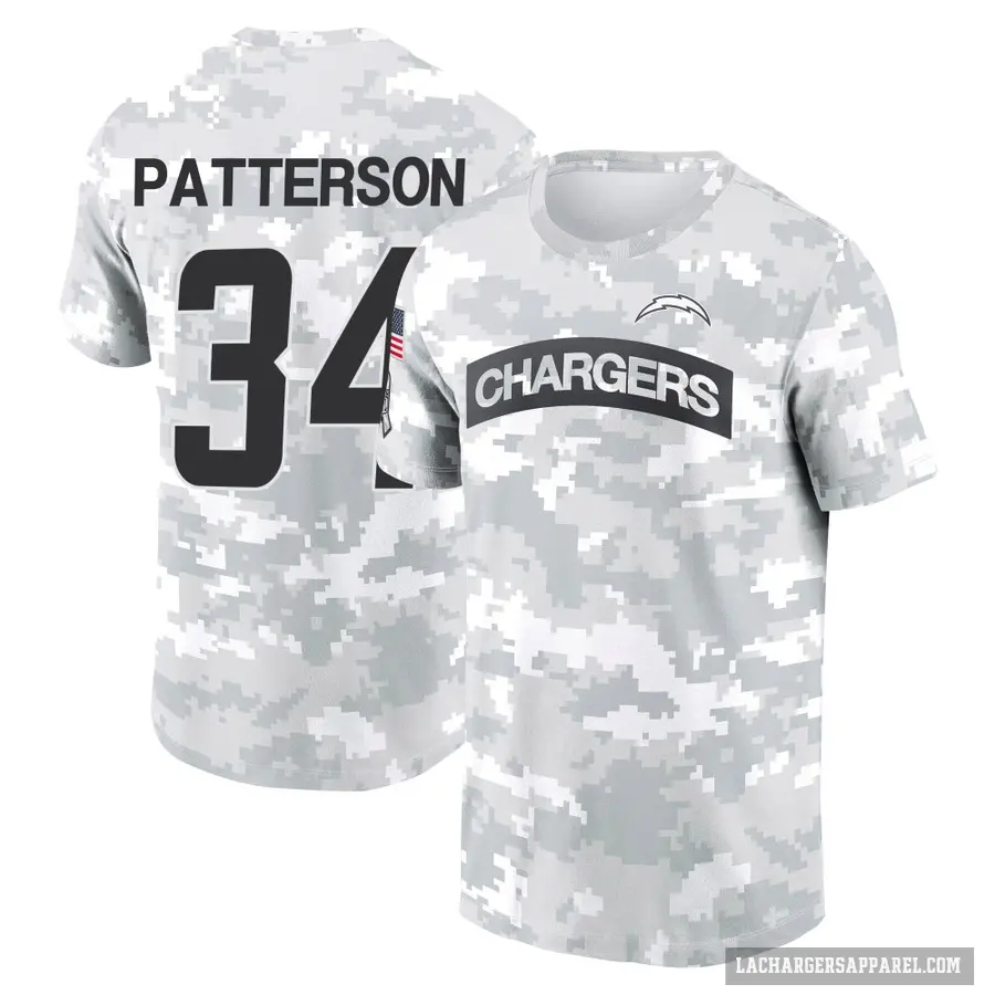 Men's ＃34 Jaret Patterson Los Angeles Chargers Camo Arctic 2024 Salute to Service Performance T-Shirt