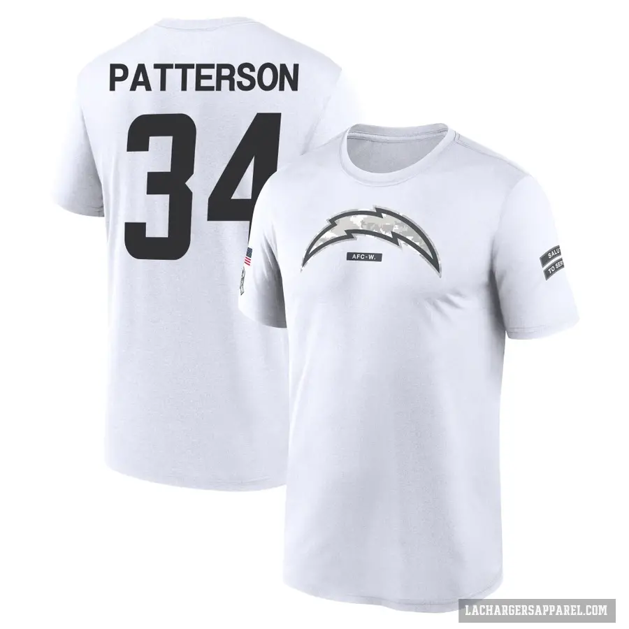 Men's ＃34 Jaret Patterson Los Angeles Chargers White 2024 Salute to Service Performance T-Shirt