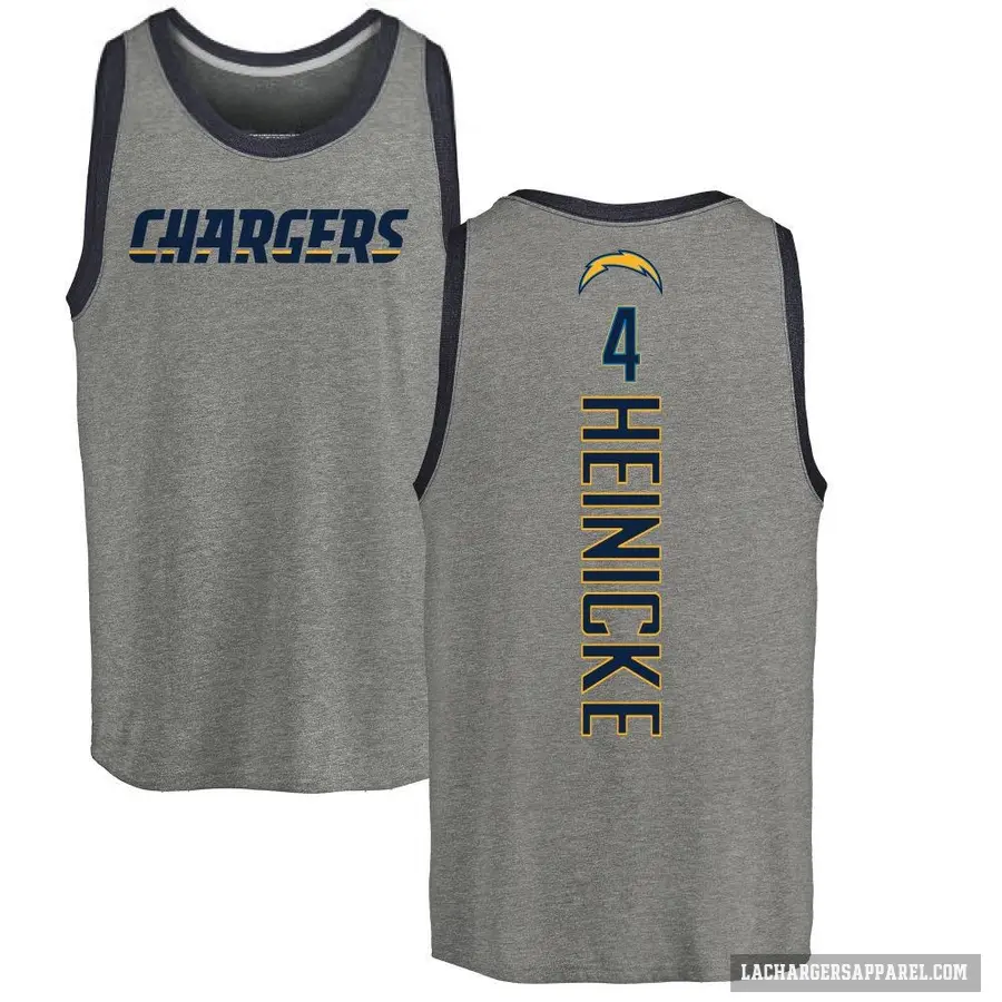 Men's ＃4 Taylor Heinicke Los Angeles Chargers Ash Backer Tank Top