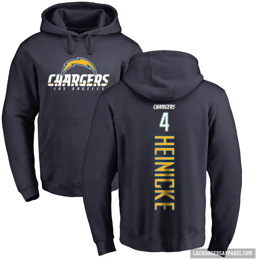 Men's ＃4 Taylor Heinicke Los Angeles Chargers Navy Branded Backer Pullover Hoodie