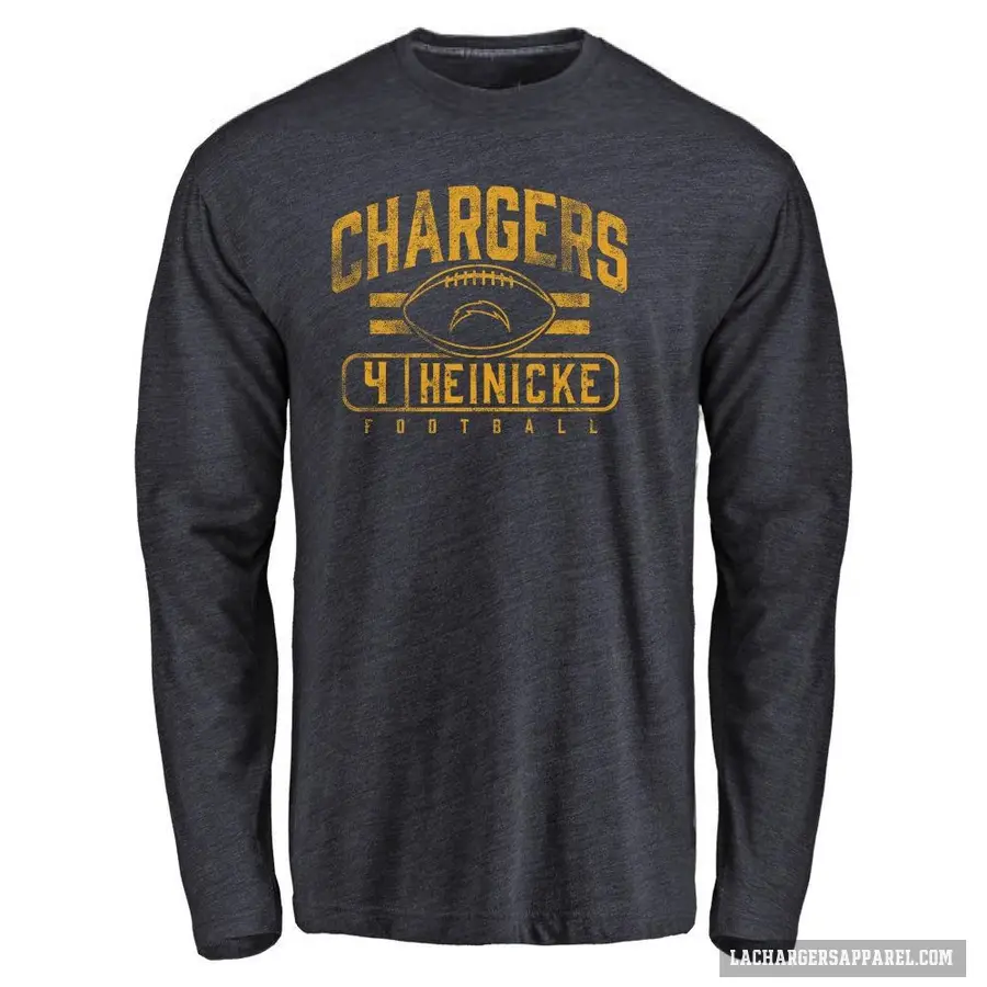 Men's ＃4 Taylor Heinicke Los Angeles Chargers Navy Flanker Long Sleeve T-Shirt
