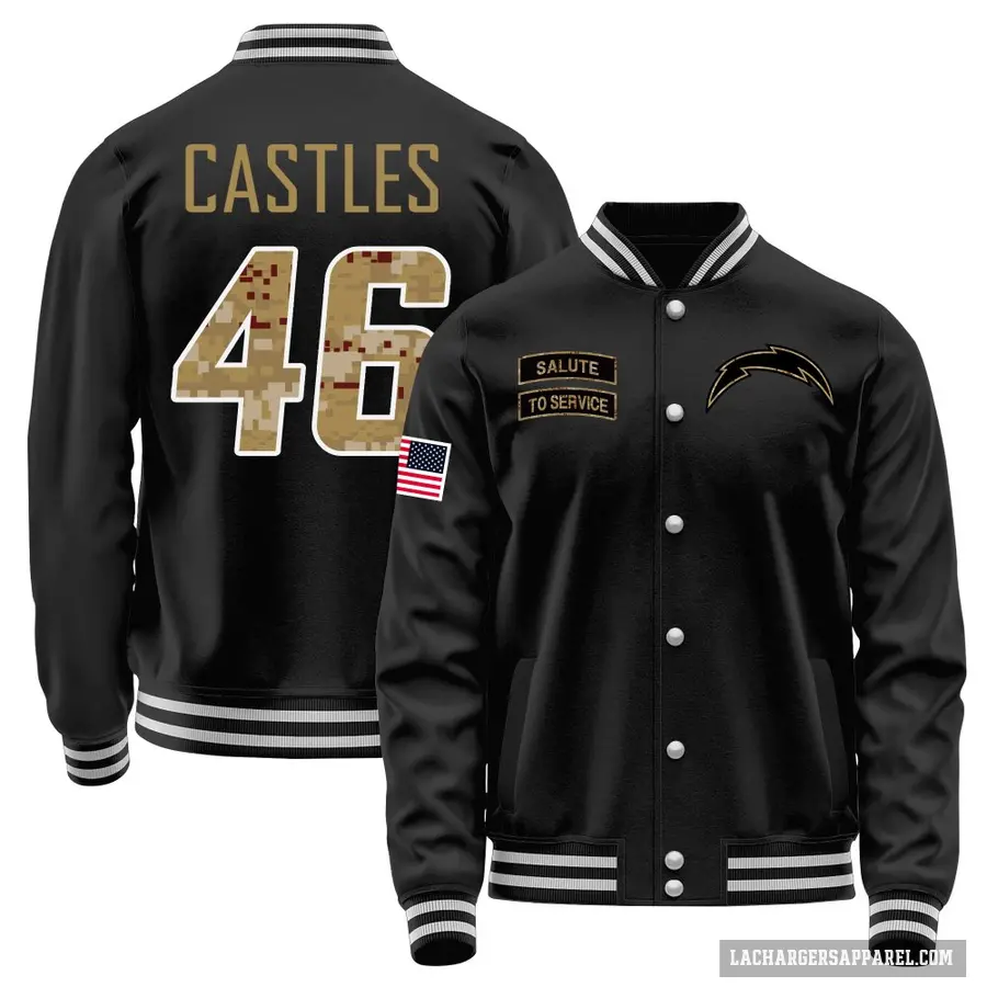 Men's ＃46 McCallan Castles Los Angeles Chargers Black Salute to Service Sideline Performance Jacket