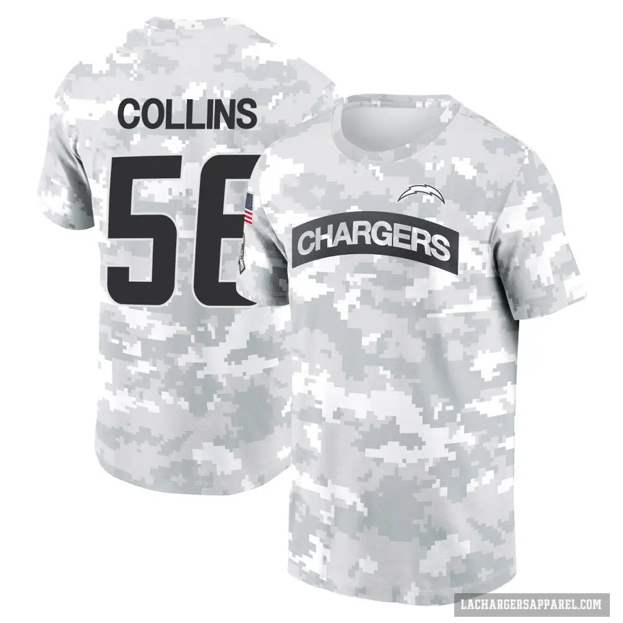 Men's ＃56 Chris Collins Los Angeles Chargers Camo Arctic 2024 Salute to Service Performance T-Shirt