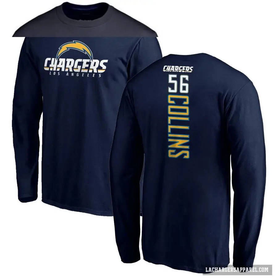 Men's ＃56 Chris Collins Los Angeles Chargers Navy Backer Long Sleeve T-Shirt
