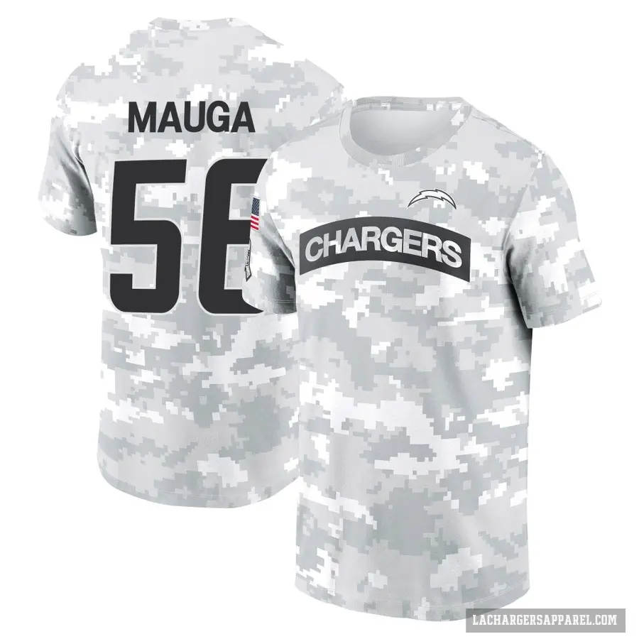 Men's ＃56 Kana'i Mauga Los Angeles Chargers Camo Arctic 2024 Salute to Service Performance T-Shirt