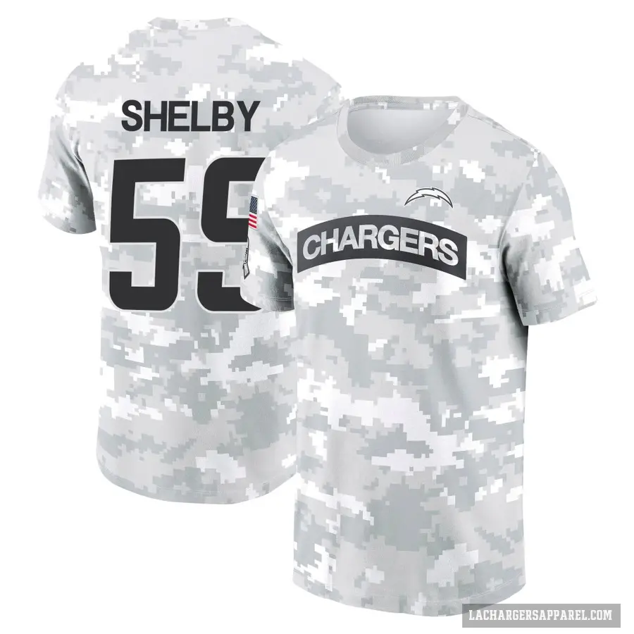 Men's ＃59 Ty Shelby Los Angeles Chargers Camo Arctic 2024 Salute to Service Performance T-Shirt