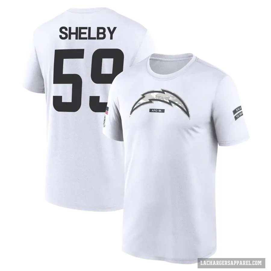 Men's ＃59 Ty Shelby Los Angeles Chargers White 2024 Salute to Service Performance T-Shirt