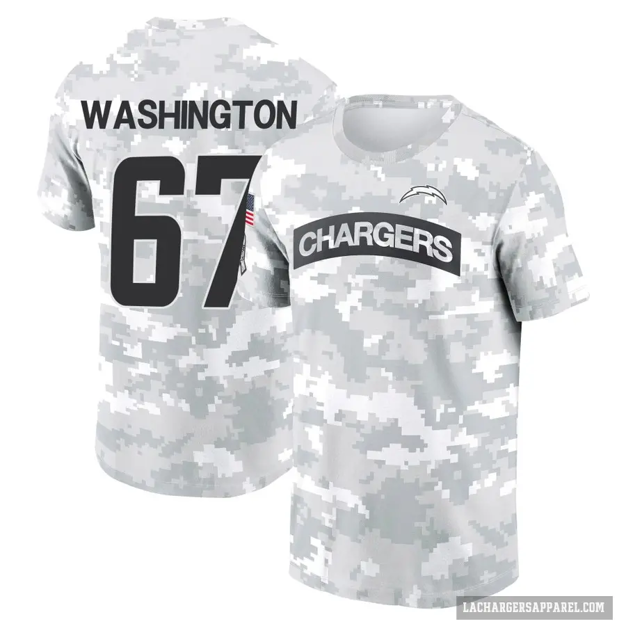 Men's ＃67 Savion Washington Los Angeles Chargers Camo Arctic 2024 Salute to Service Performance T-Shirt