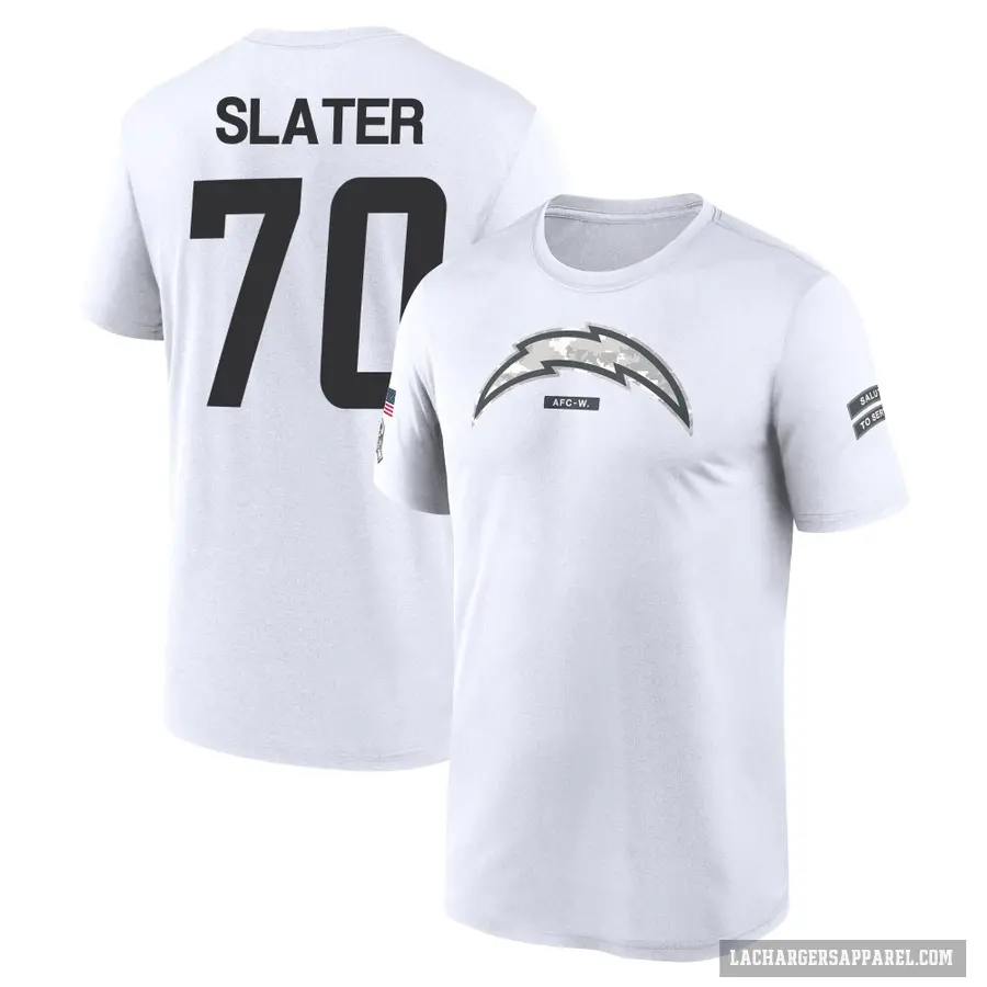 Men's ＃70 Rashawn Slater Los Angeles Chargers White 2024 Salute to Service Performance T-Shirt
