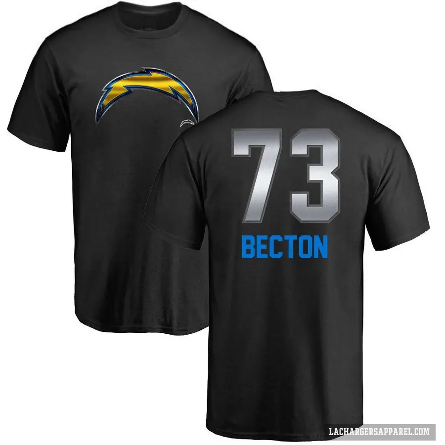 Men's ＃73 Mekhi Becton Los Angeles Chargers Black Midnight Mascot T-Shirt
