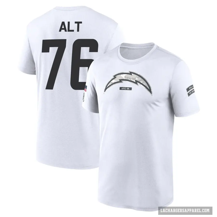 Men's ＃76 Joe Alt Los Angeles Chargers White 2024 Salute to Service Performance T-Shirt