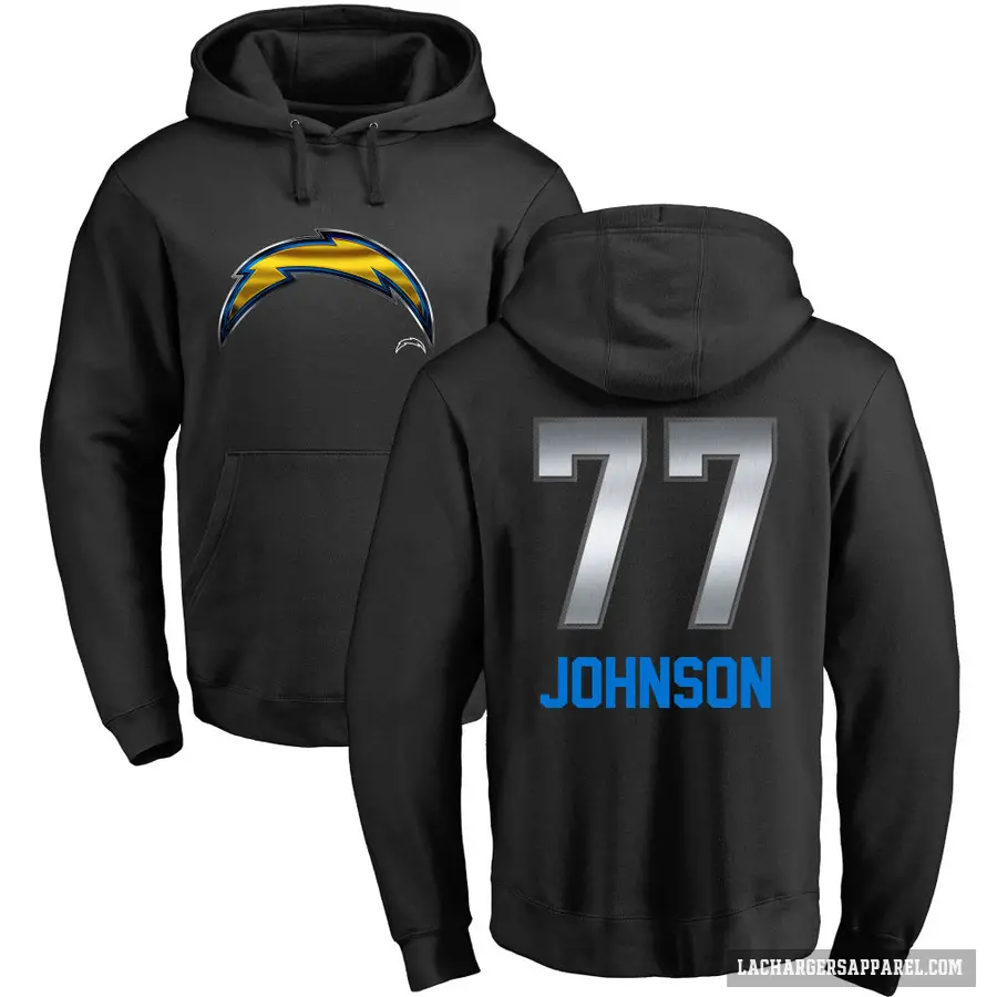 Men's ＃77 Zion Johnson Los Angeles Chargers Black Midnight Mascot Pullover Hoodie