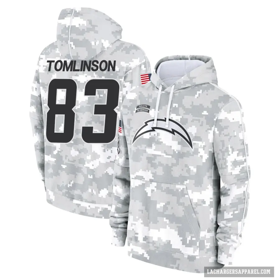 Men's ＃83 Eric Tomlinson Los Angeles Chargers Arctic Camo 2024 Salute to Service Club Fleece Pullover Hoodie