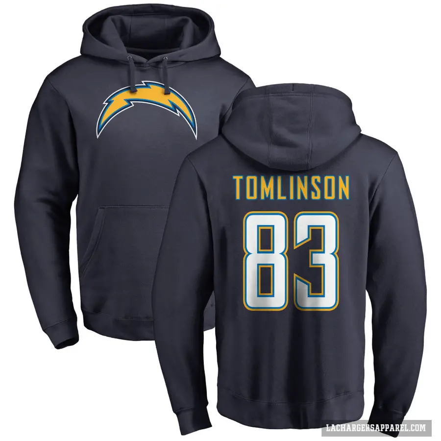 Men's ＃83 Eric Tomlinson Los Angeles Chargers Navy Pro Line by Branded Name & Number Pullover Hoodie