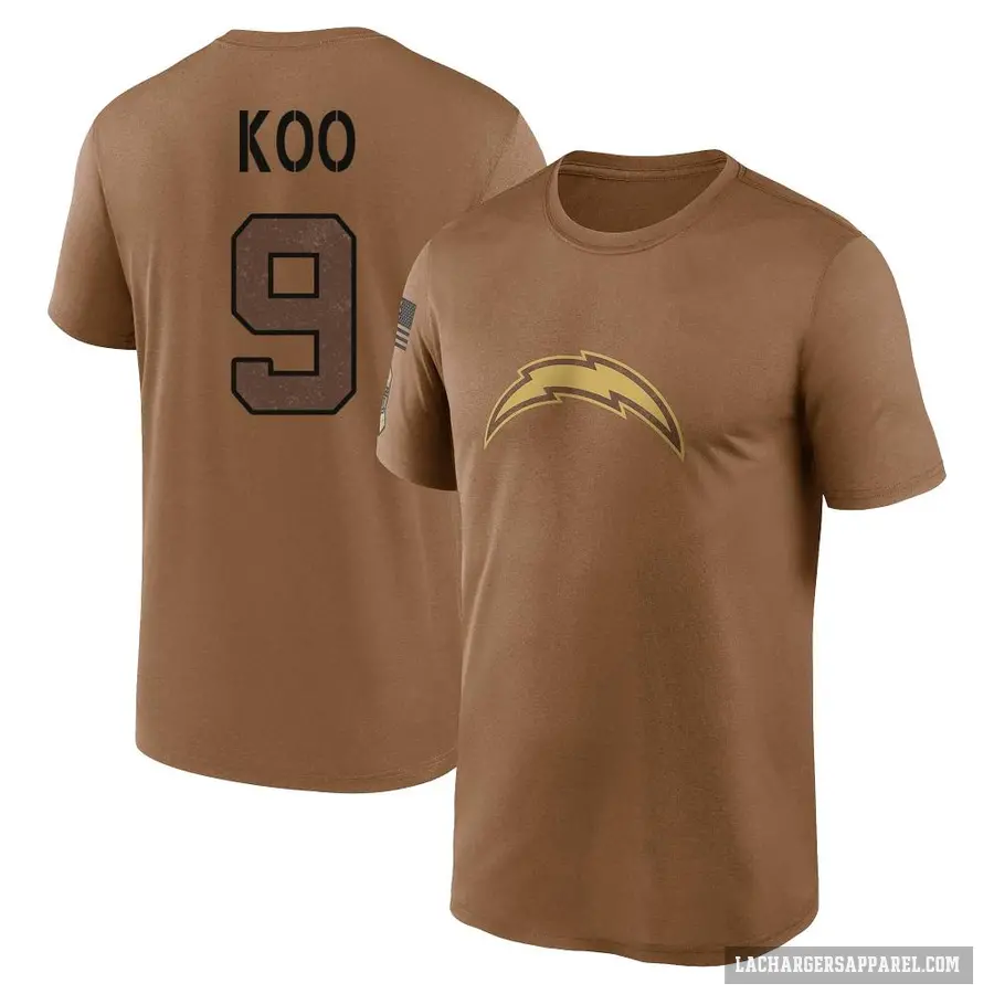Men's ＃9 Younghoe Koo Los Angeles Chargers Brown 2023 Salute To Service Performance T-Shirt