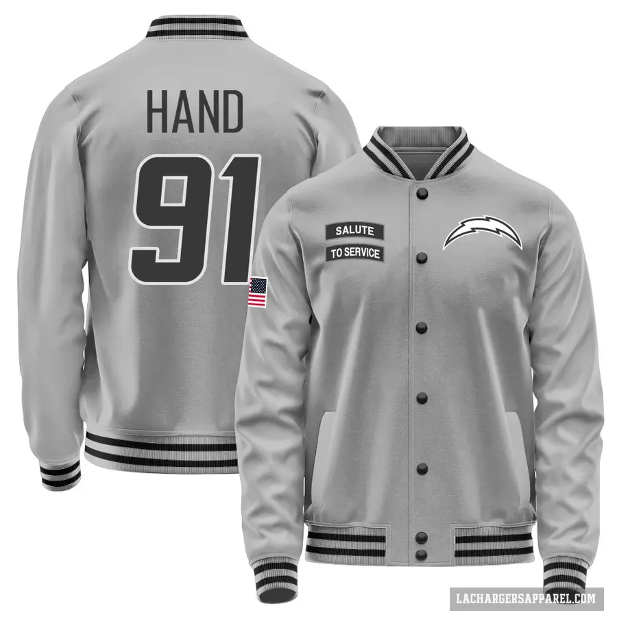 Men's ＃91 Da'Shawn Hand Los Angeles Chargers Gray Salute to Service Performance Jacket