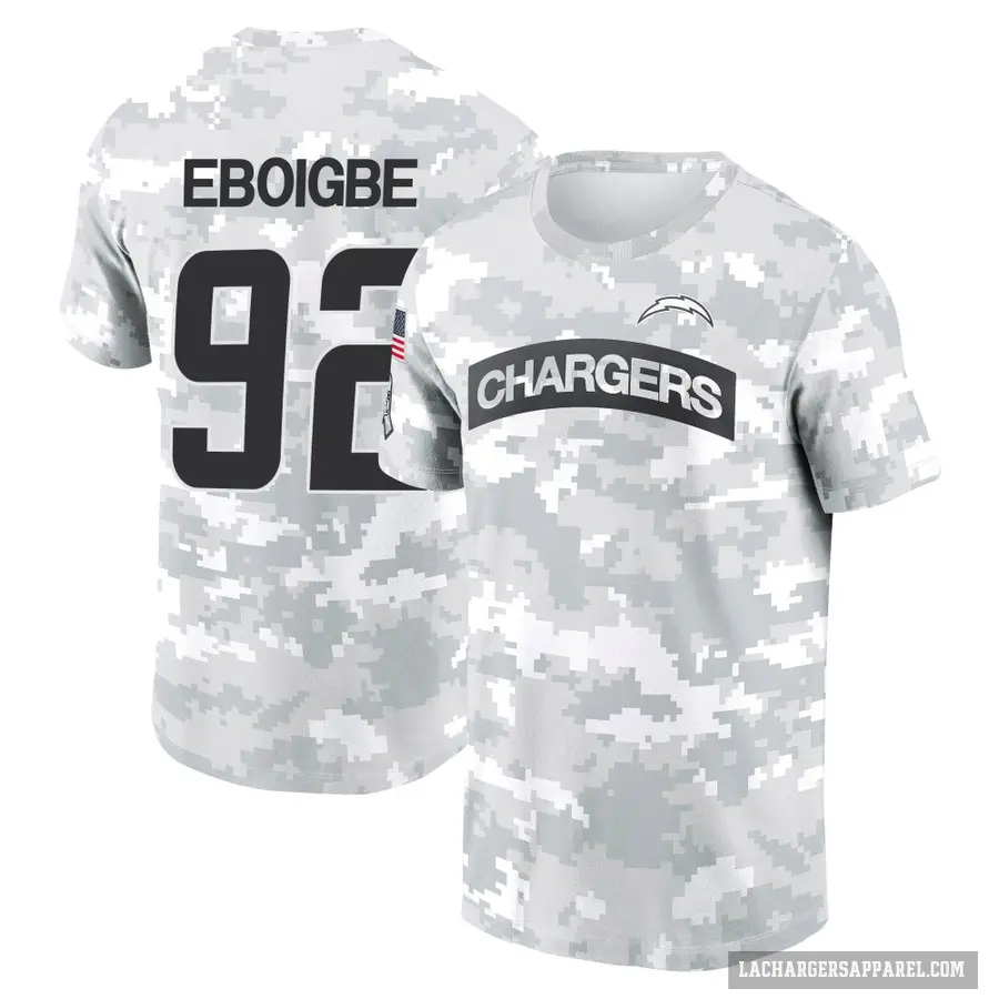 Men's ＃92 Justin Eboigbe Los Angeles Chargers Camo Arctic 2024 Salute to Service Performance T-Shirt