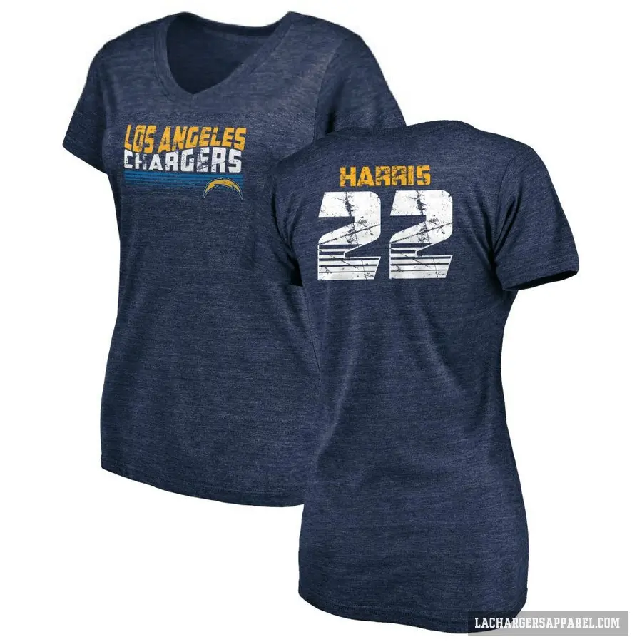 Women's ＃22 Najee Harris Los Angeles Chargers Navy Retro V-Neck T-Shirt