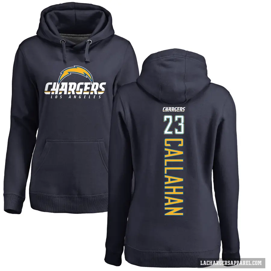 Women's ＃23 Bryce Callahan Los Angeles Chargers Navy Branded Backer Pullover Hoodie