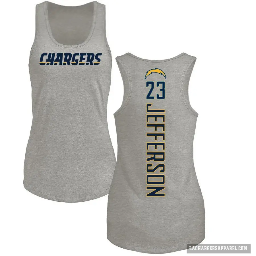 Women's ＃23 Tony Jefferson Los Angeles Chargers Ash Backer Tank Top