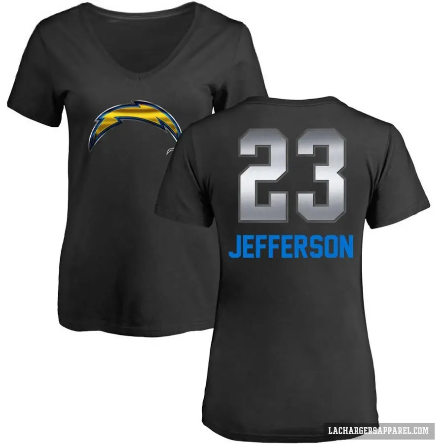 Women's ＃23 Tony Jefferson Los Angeles Chargers Black Midnight Mascot T-Shirt