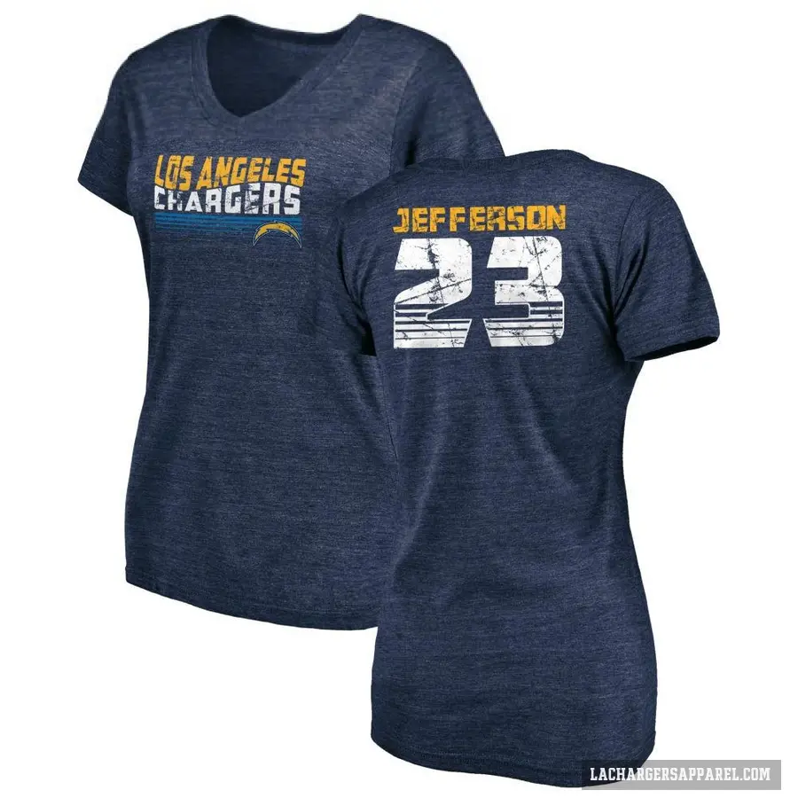 Women's ＃23 Tony Jefferson Los Angeles Chargers Navy Retro V-Neck T-Shirt