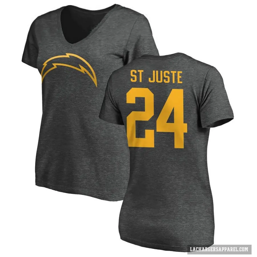 Women's ＃24 Benjamin St-Juste Los Angeles Chargers Ash One Color T-Shirt