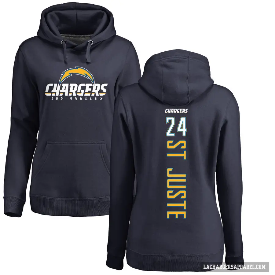 Women's ＃24 Benjamin St-Juste Los Angeles Chargers Navy Branded Backer Pullover Hoodie