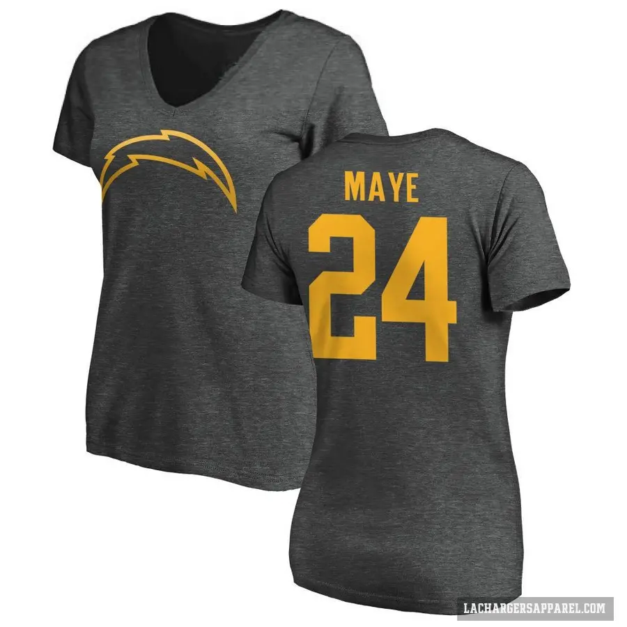 Women's ＃24 Marcus Maye Los Angeles Chargers Ash One Color T-Shirt