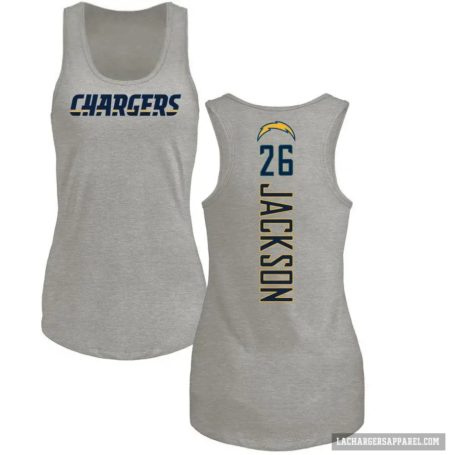Women's ＃26 Donte Jackson Los Angeles Chargers Ash Backer Tank Top