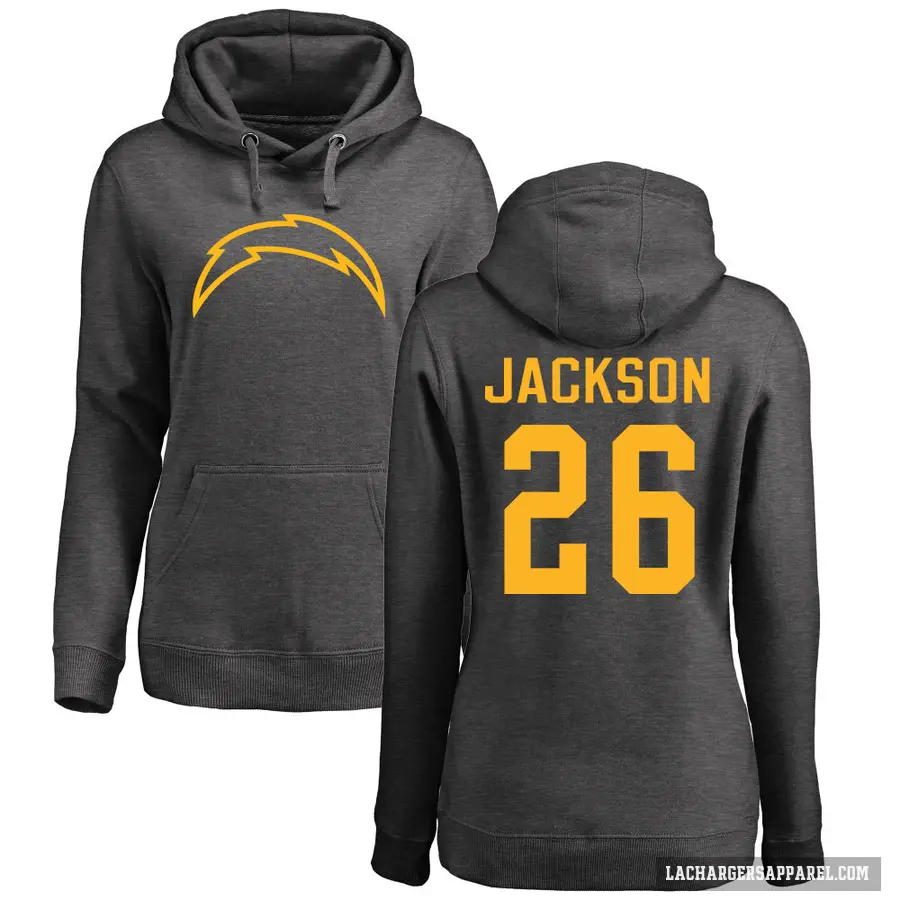 Women's ＃26 Donte Jackson Los Angeles Chargers Pro Line by Branded Ash One Color Pullover Hoodie