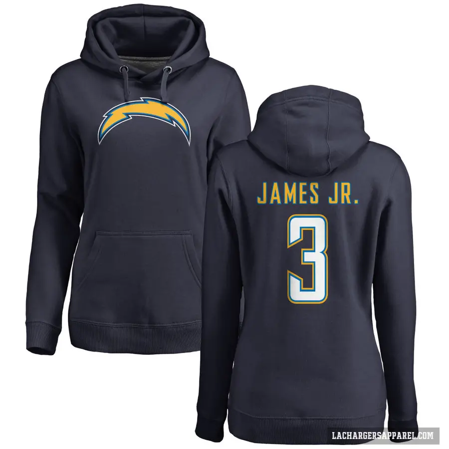 Women's ＃3 Derwin James Jr. Los Angeles Chargers Navy Pro Line by Branded Name & Number Pullover Hoodie