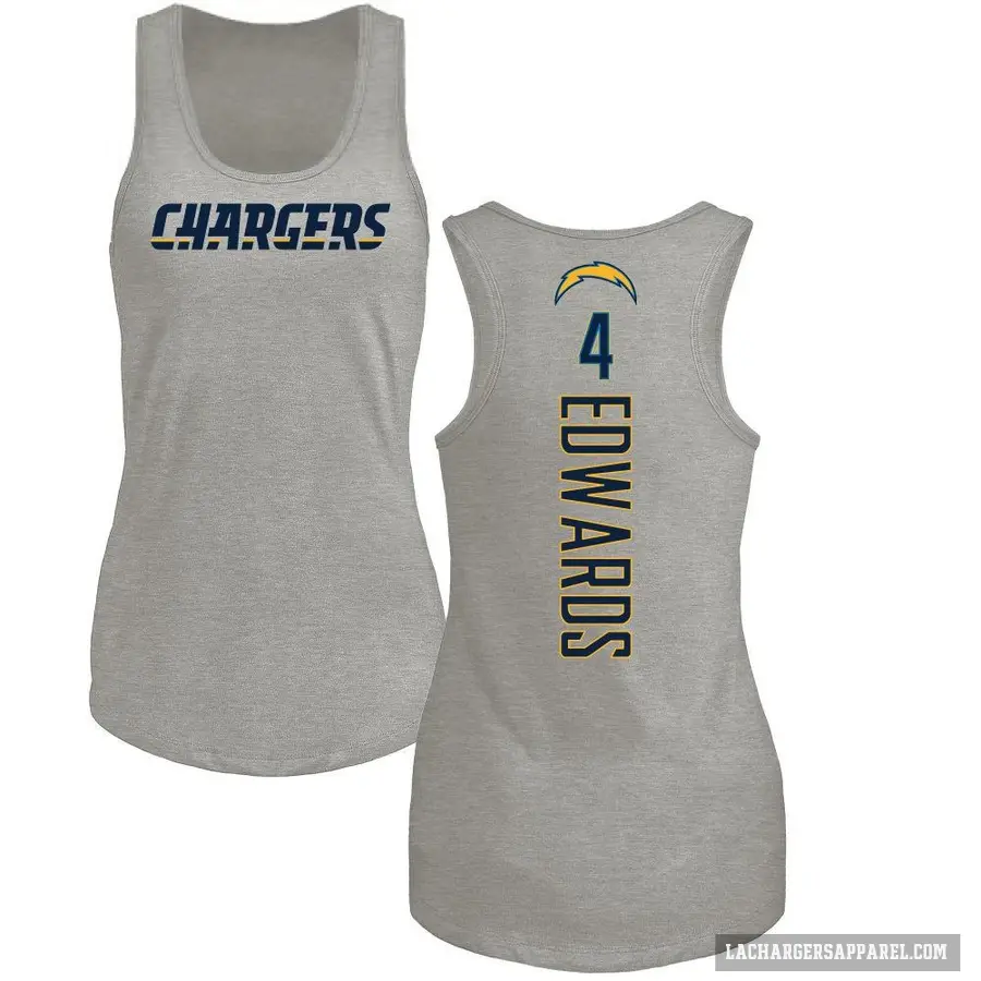 Women's ＃4 Gus Edwards Los Angeles Chargers Ash Backer Tank Top