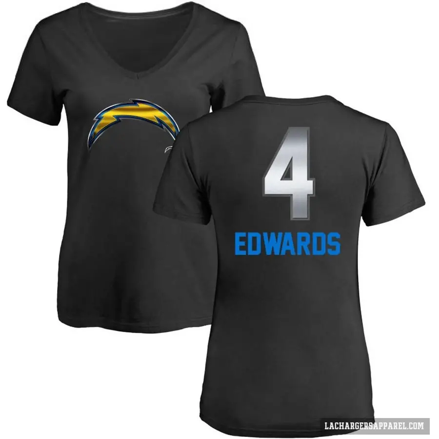 Women's ＃4 Gus Edwards Los Angeles Chargers Black Midnight Mascot T-Shirt