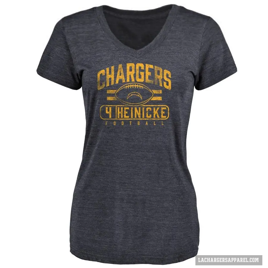 Women's ＃4 Taylor Heinicke Los Angeles Chargers Navy Flanker T-Shirt