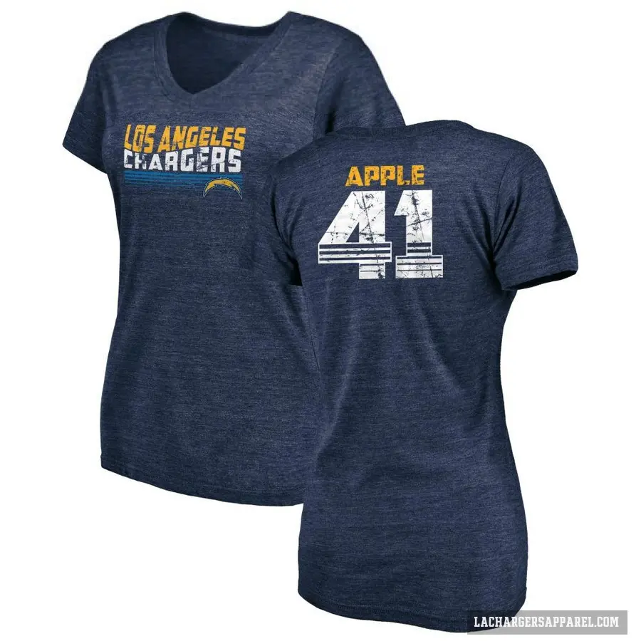Women's ＃41 Eli Apple Los Angeles Chargers Navy Retro V-Neck T-Shirt