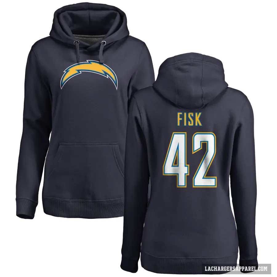 Women's ＃42 Tucker Fisk Los Angeles Chargers Navy Pro Line by Branded Name & Number Pullover Hoodie