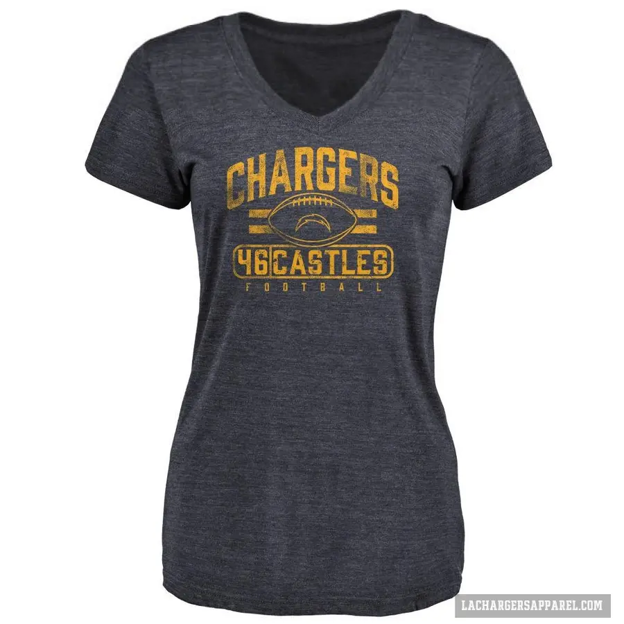 Women's ＃46 McCallan Castles Los Angeles Chargers Navy Flanker T-Shirt