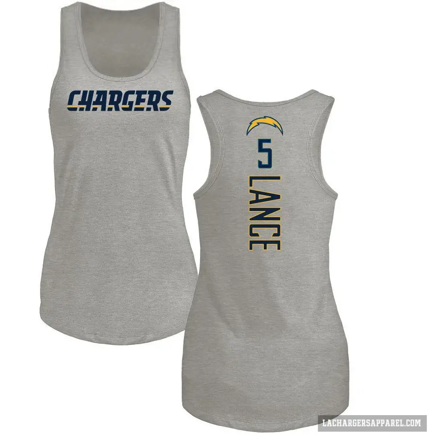Women's ＃5 Trey Lance Los Angeles Chargers Ash Backer Tank Top